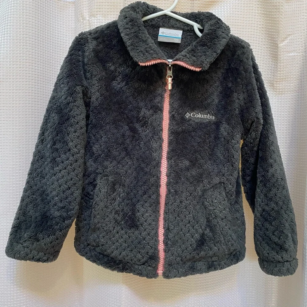 COLUMBIA Fire Side Sherpa Zip Up Jacket Dark Gray Size XXS (4/5)